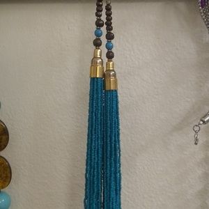 Turquoise brown beaded necklace Chico's